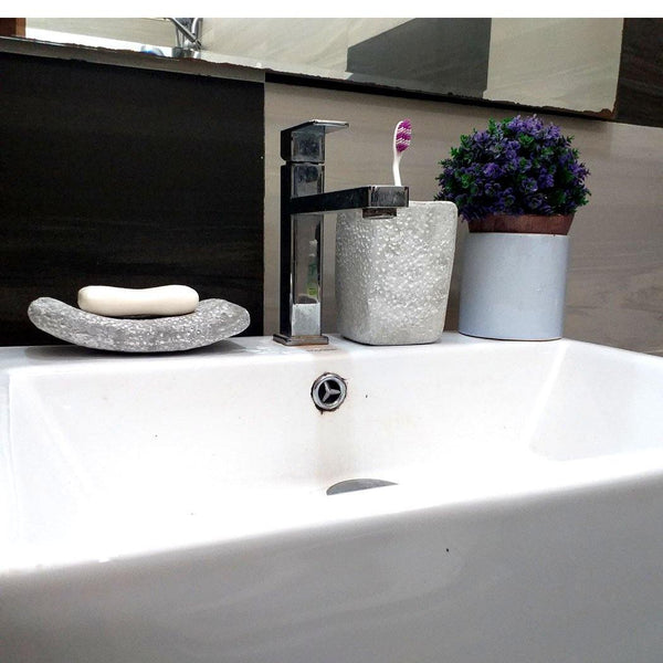 Concrete Finish Bathroom Brush Holder Soap Tray Dish - Bamagate