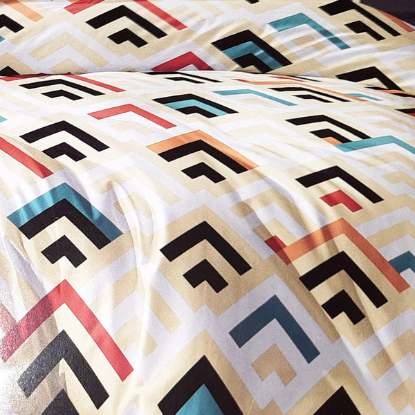 Bed Sheet Printed Mix Check Beige