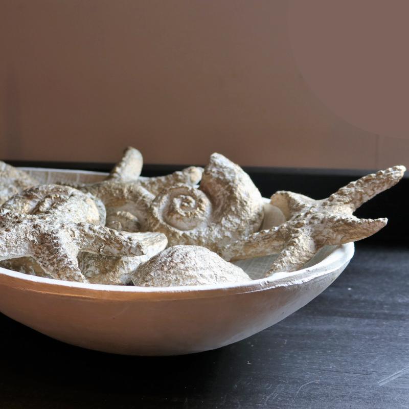 Coastal-inspired stone bowl with textured sea-themed accents for table center piece