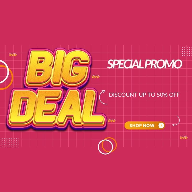 Big Deal special promo with up to 50% off and shop now button