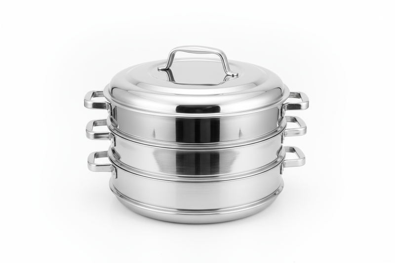Durable stainless steel idli maker and steamer with multi-tier design.