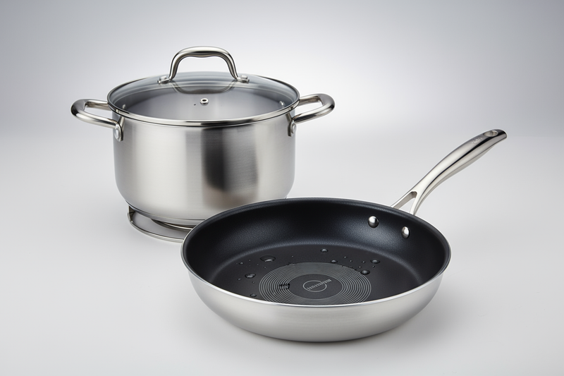 Tri Star Cookware 3-piece red set with induction bottom and lids.