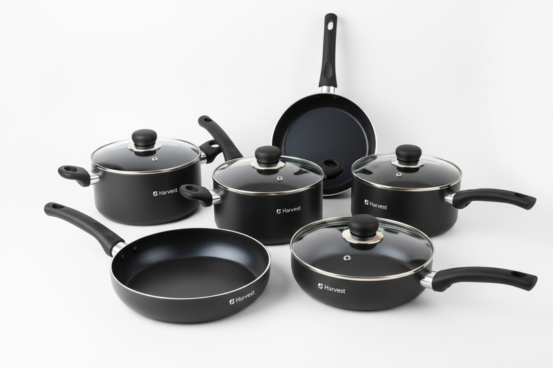 Premium non-stick Harvest Cookware set with pots and frying pans
