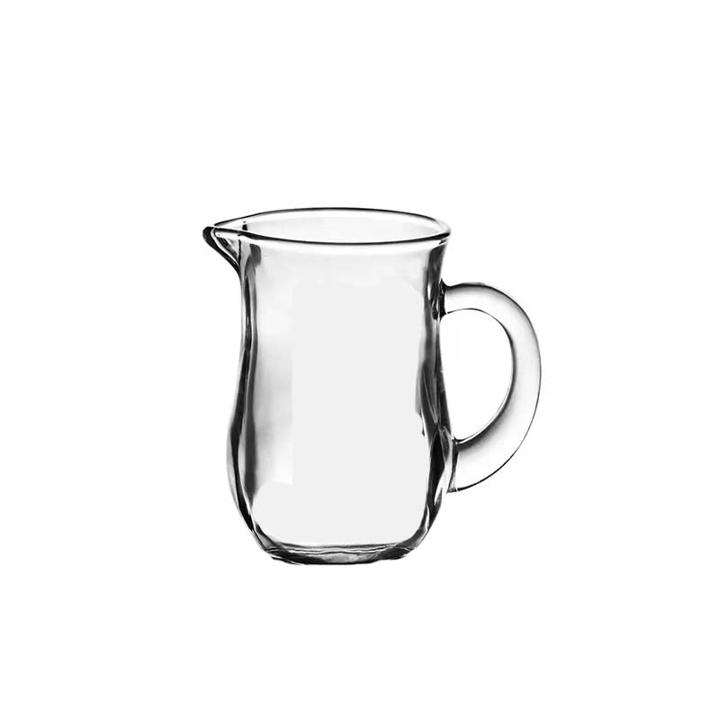 Transparent 100 ml measuring glass by Bamagate featuring a curved handle and spout, perfect for accurate pouring in kitchen and dining use.