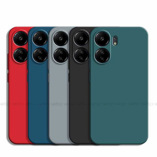 Xiaomi Redmi 13C TPU Back Cover Protection in five colors including red, blue, gray, black, and green, designed for camera and button precision.