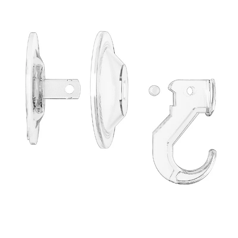 Transparent Heavy Duty Suction Hook components shown disassembled, highlighting durable design for secure mounting on smooth surfaces.