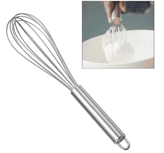 Stainless Steel Egg Beater 14-inch Durable Wire Mixer with ergonomic handle, ideal for whipping eggs and batters in home kitchens.