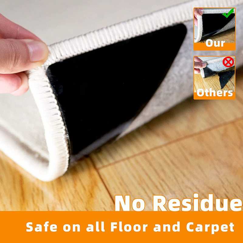Close-up of 4PCS Rug Gripper Pad - Anti-Slip Carpet Protection showing no residue left on floors, ideal for all carpet and flooring types.