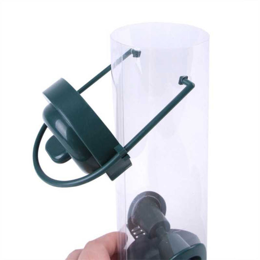 Close-up of the top handle and lid of the Outdoor Hanging Bird Feeder - Multiple Holes Design, showing easy hanging and refill access.