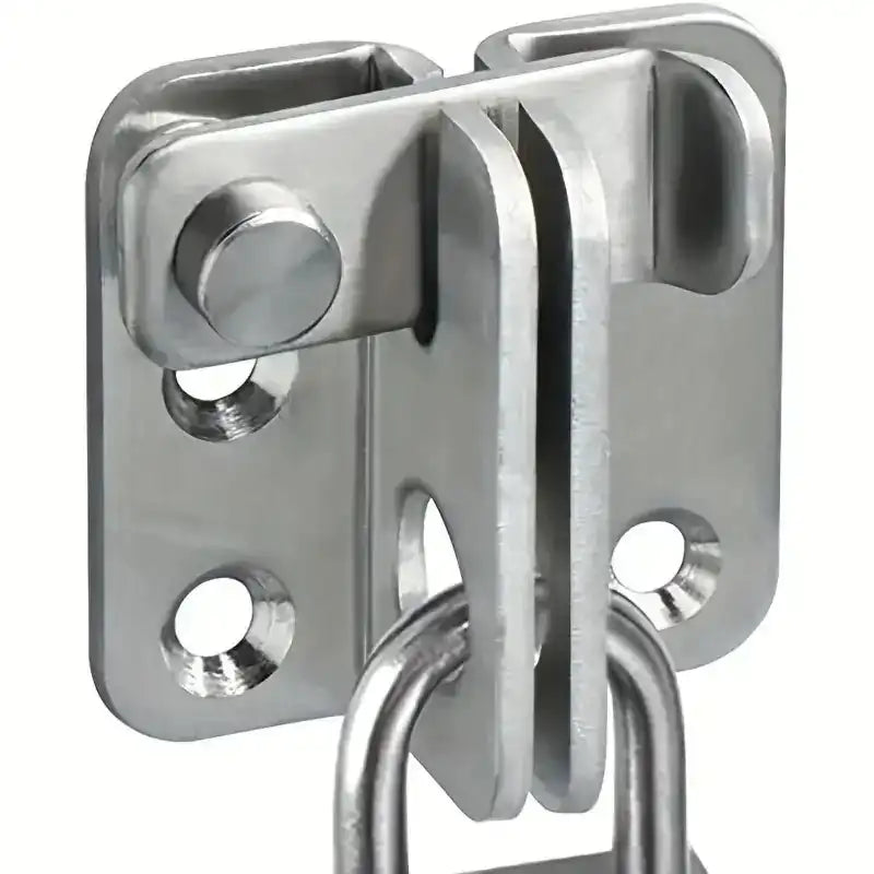 Stainless Steel Latch Safety Door Lock with four mounting holes, ideal for securing doors. Shop Stainless Steel Door Lock Price in Sri Lanka at Bamagate.com.