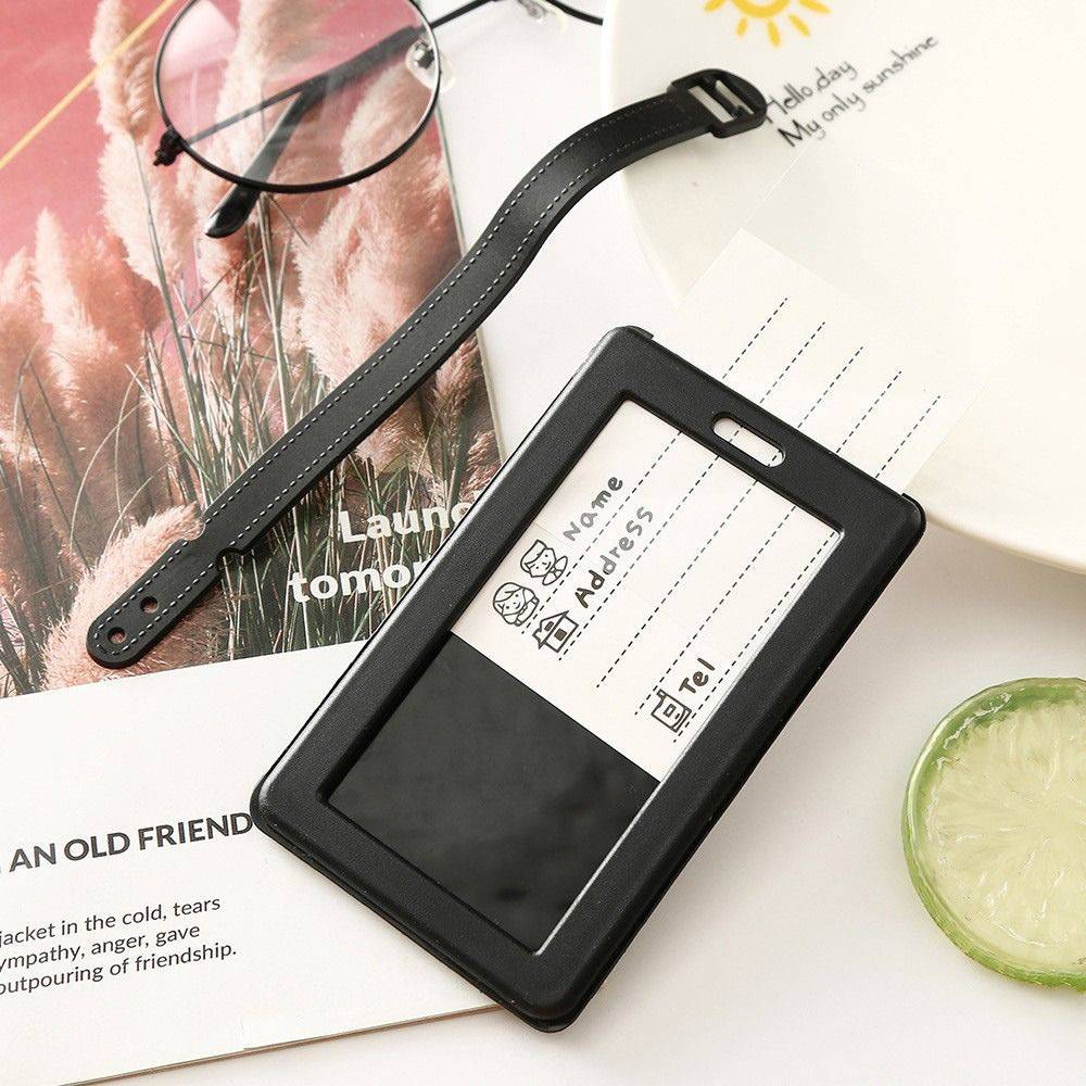 Back view of a Travel Luggage Tag showing a clear ID card slot with name, address, and phone number fields for secure labeling.