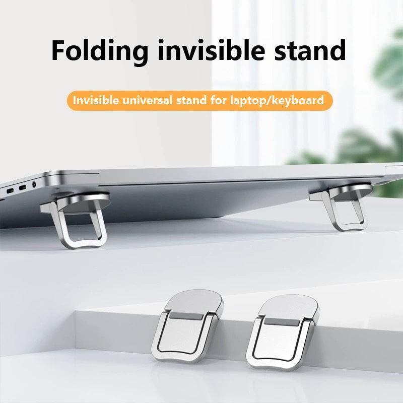 Mini Portable Laptop Stand - Ergonomic Travel Support with foldable design, ideal for laptops and keyboards, compact and nearly invisible.