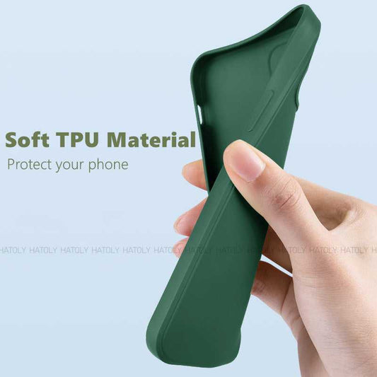 Flexible green Xiaomi Redmi 13C TPU Back Cover showcasing soft TPU material for shock absorption and snug phone protection.