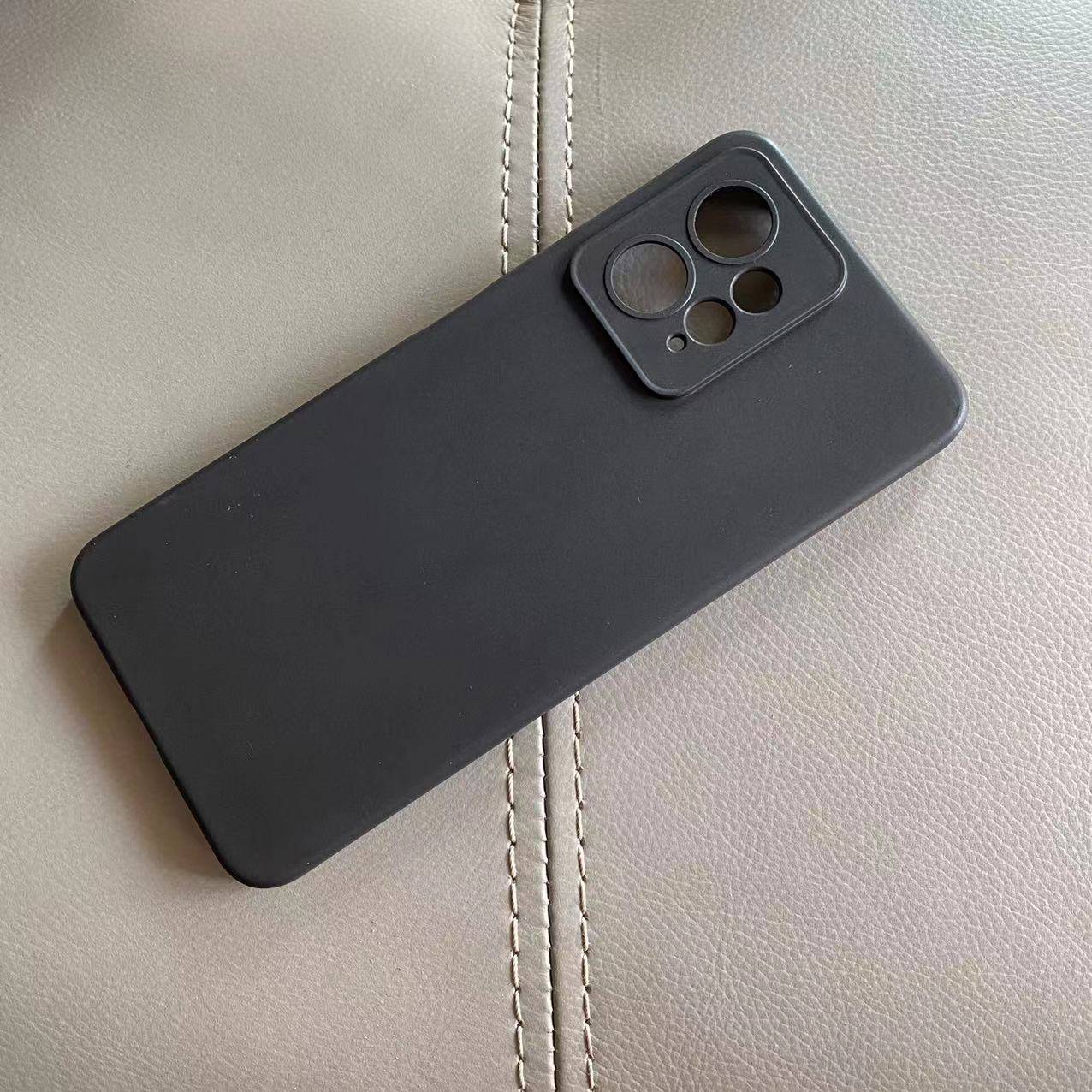 Redmi Note 12 Back Cover in matte black finish offering durable protection against scratches and drops. Sleek mobile phone case for everyday use.