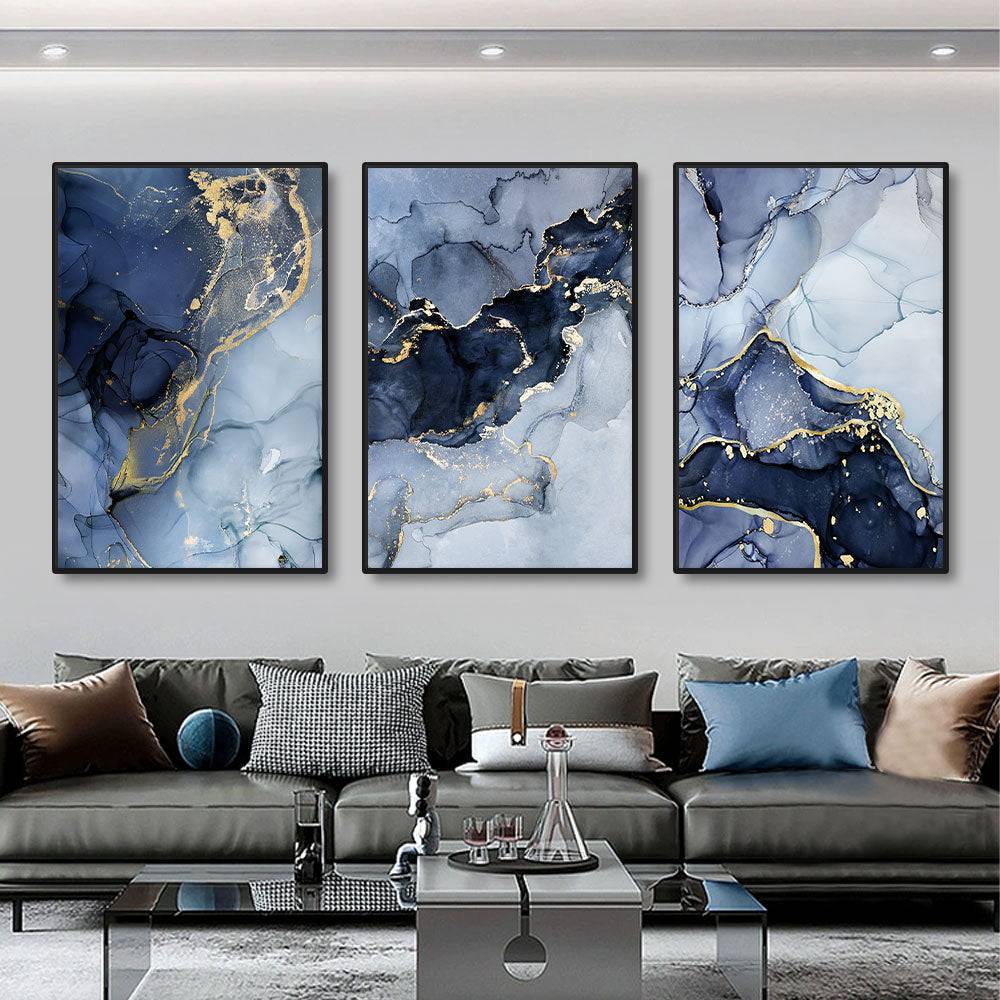 3 PCS Gold Blue Marble Canvas Print 40 x 60 cm adds luxury to modern living room decor. Shop Canvases - Wall Art Design Price in Sri Lanka at Bamagate.com