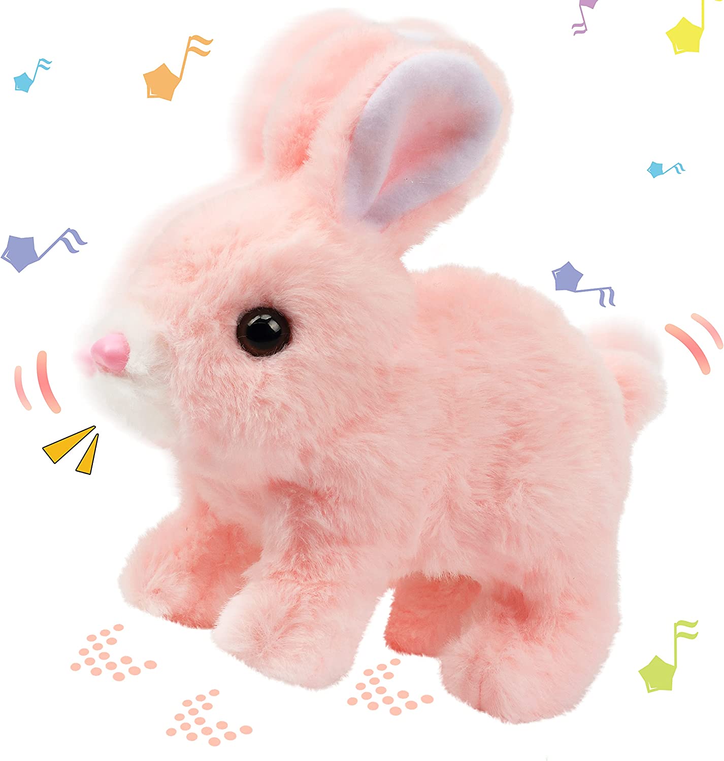 Plush Toy Bunny Rabbit with Remote Control in pink, featuring soft fur and animated movement, ideal for interactive play in stuffed animal toys.