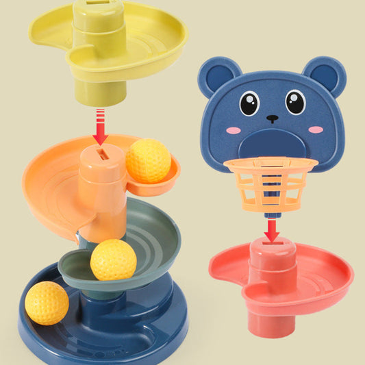 Buy Ball Tower Toy Online at Best Price in Sri Lanka with detachable slides and bear-themed top, designed to teach color recognition and motor skills.