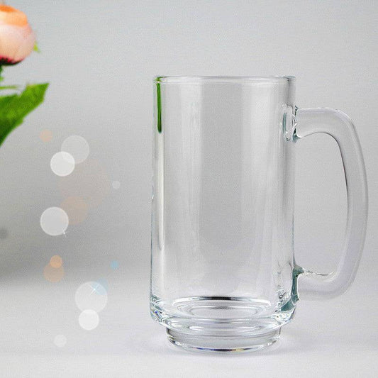 Cool Beer Mug Set - 390ml Beer Mug in transparent glass with ergonomic handle, perfect for serving cold brew or beer at home or parties.