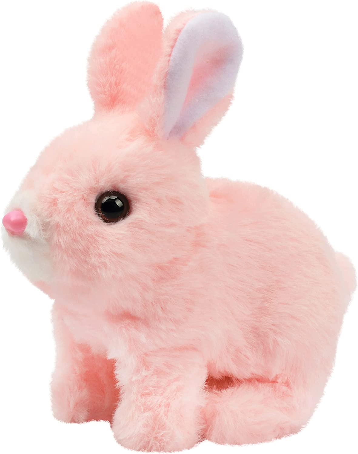 Close-up of pink Plush Toy Bunny Rabbit with Remote Control, showcasing realistic eyes and soft texture for cuddly playtime fun.