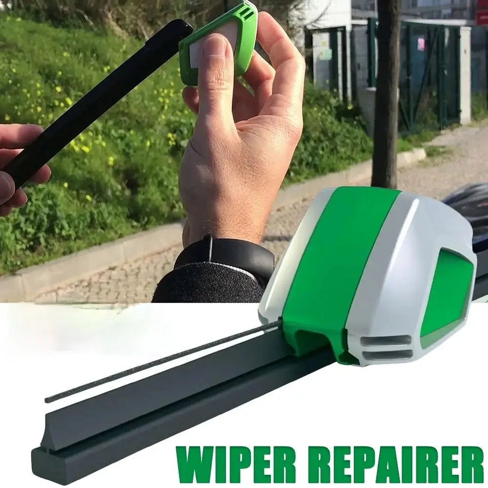 2PCS Car Windshield Wiper Repair Tool in use outdoors, demonstrating easy wiper blade restoration for car maintenance.