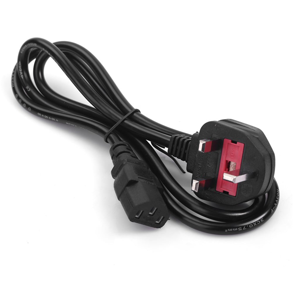 Tangle-free Computer Power Cable with Fuse - High Quality | PC Cable ideal for desktops, offering secure and efficient power connection in electronics.