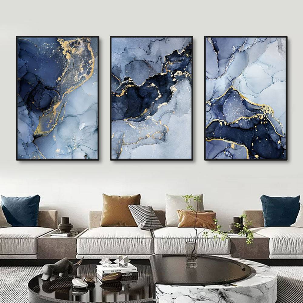 Luxury 3 PCS Gold Blue Marble Canvas Print 40 x 60 cm enhances contemporary home decor. Explore Canvases - Wall Art Design Price in Sri Lanka at Bamagate.com