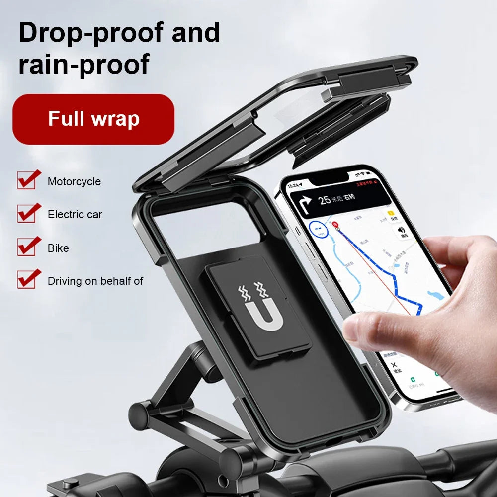 Waterproof Mobile Phone Holder Bike Motorcycle | Bamagate.com features a full wrap, drop-proof case with magnetic mount for secure phone use on bikes.