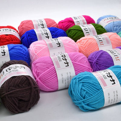 Crochet Knitting Yarn 2PCS - 4 Ply Cotton in assorted vibrant colors, ideal for crafting durable and colorful crochet projects.
