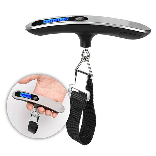 Portable Luggage Scale - Weigh Your Bags Anywhere | Bamagate.com. Sleek handheld luggage scale with strap and digital display, ideal for travel use.