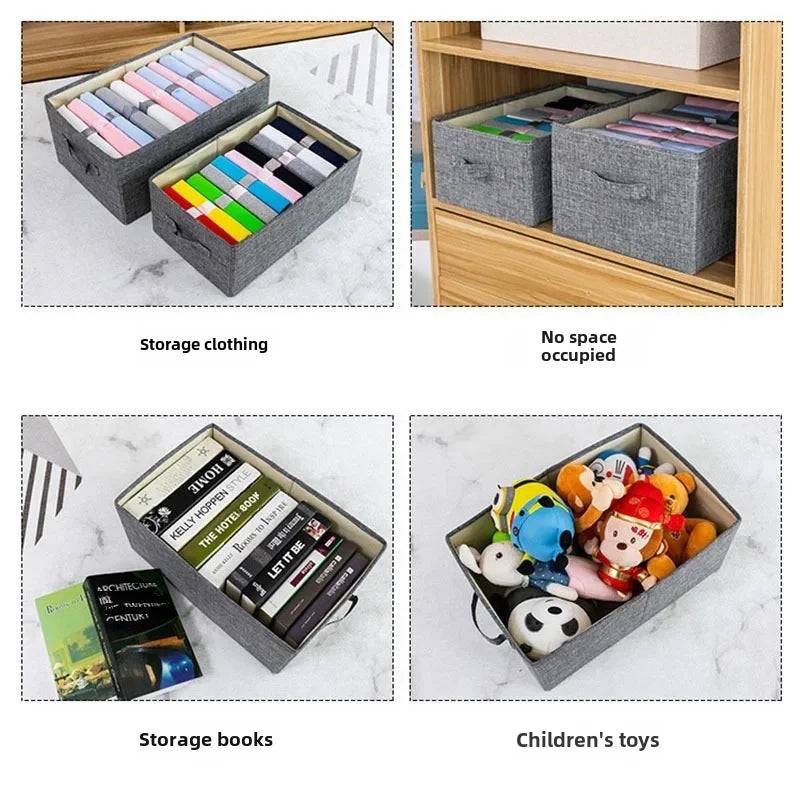 Wardrobe Cloth Storage Organiser used for clothes, books, and toys, highlighting its multifunctional storage capabilities.