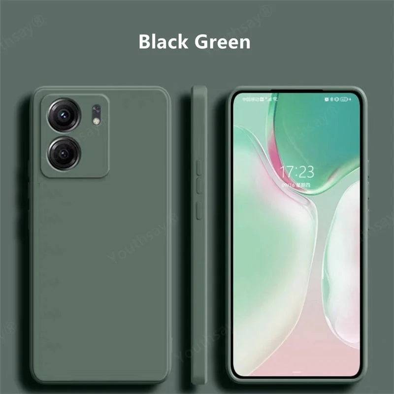 Redmi 13C Back Cover - Protection & Style | Soft Silicone Fit in black green color. Sleek silicone phone cover offering full camera and button protection.