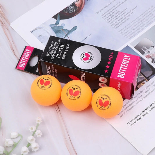 Set of 3 orange Butterfly 40+ table tennis balls with packaging, ideal for competitive play. Buy table tennis balls best price in Sri Lanka.
