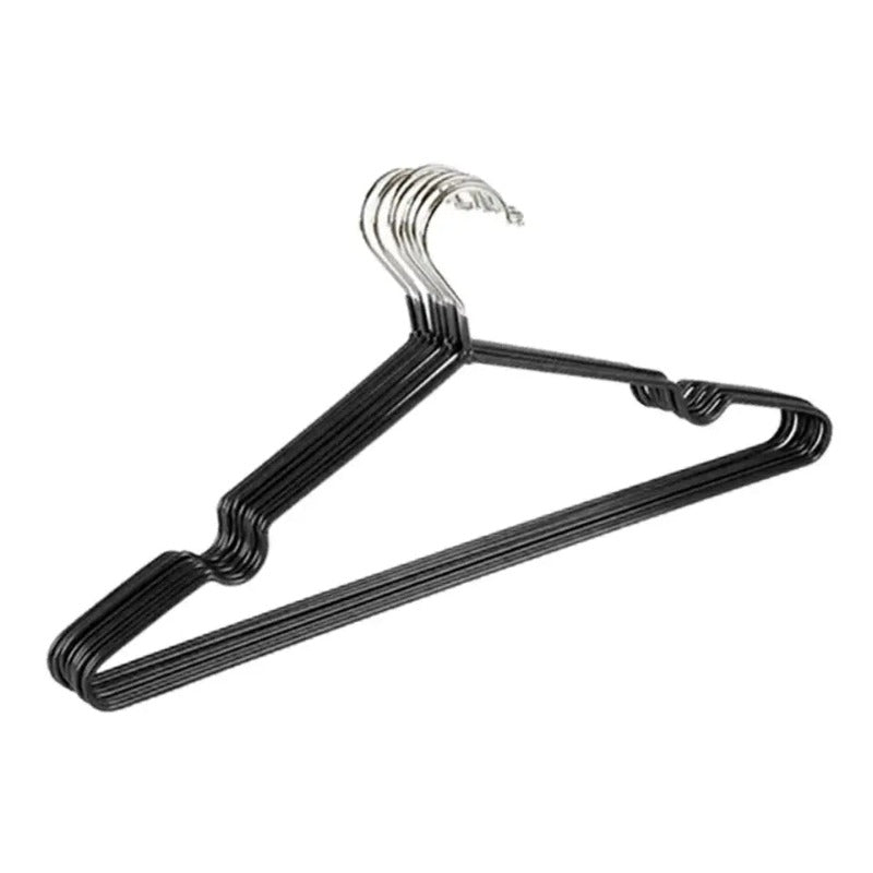 Black Metal PVC Coated Cloth Hanger set of 10 with smooth finish and sturdy hook for space-saving clothing storage solutions.