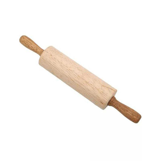 Classic Wooden Rolling 35 cm pin made from natural wood with ergonomic handles. Ideal for rotti and pizza preparation in Sri Lankan kitchens.