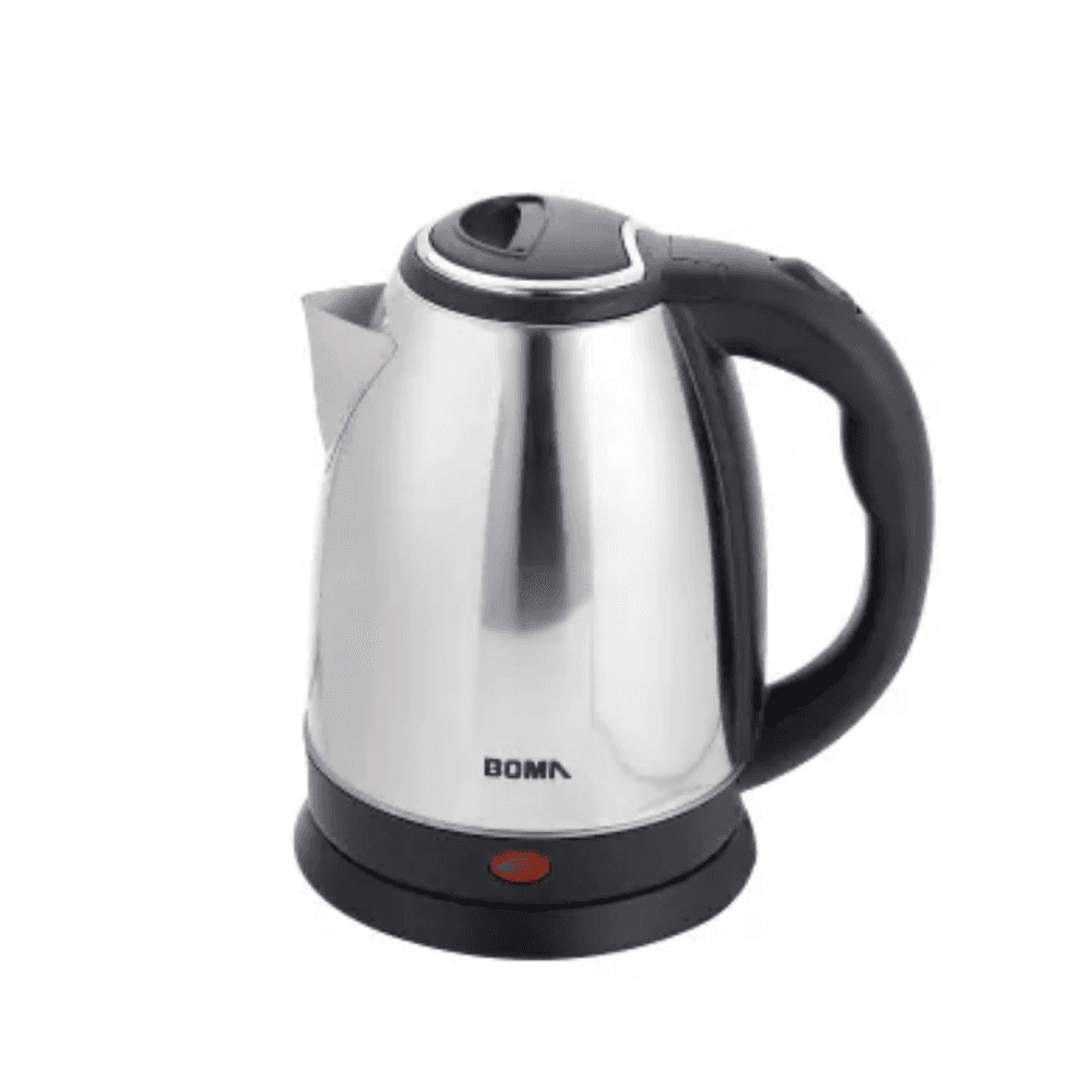 Full view of BOMA Electric Kettle 3.0 Litres with stainless steel body and base. Best online price in Sri Lanka for home appliances.