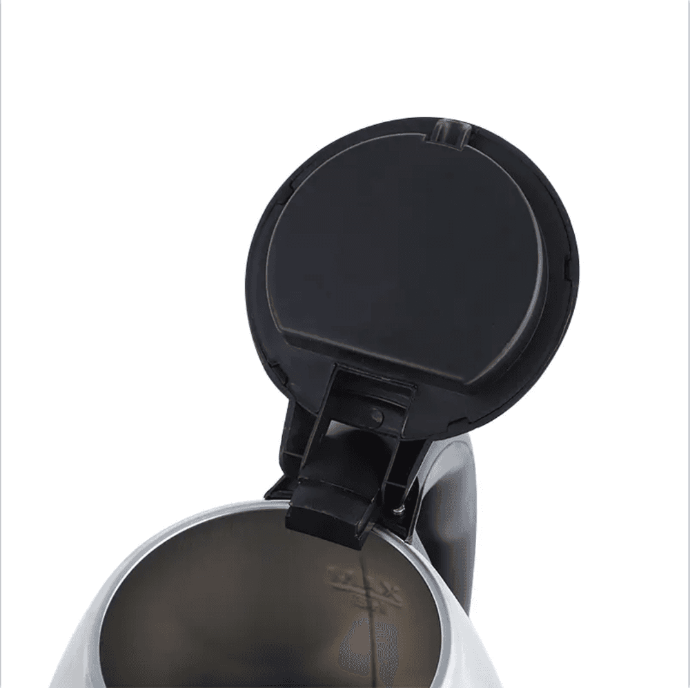 Open lid of BOMA Electric Kettle 3.0 Litres revealing spacious interior. Ideal for boiling multiple cups quickly in any kitchen setting.