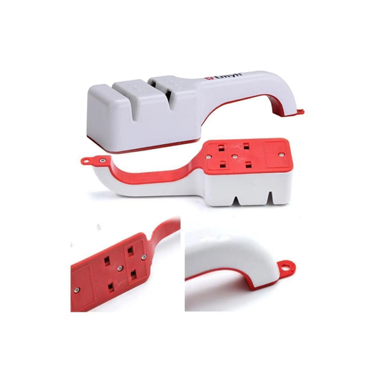Durable 2 Stage Knife Sharpener with red and white grip, tungsten steel blades, and non-slip base. Available at Bamagate.com in Sri Lanka.