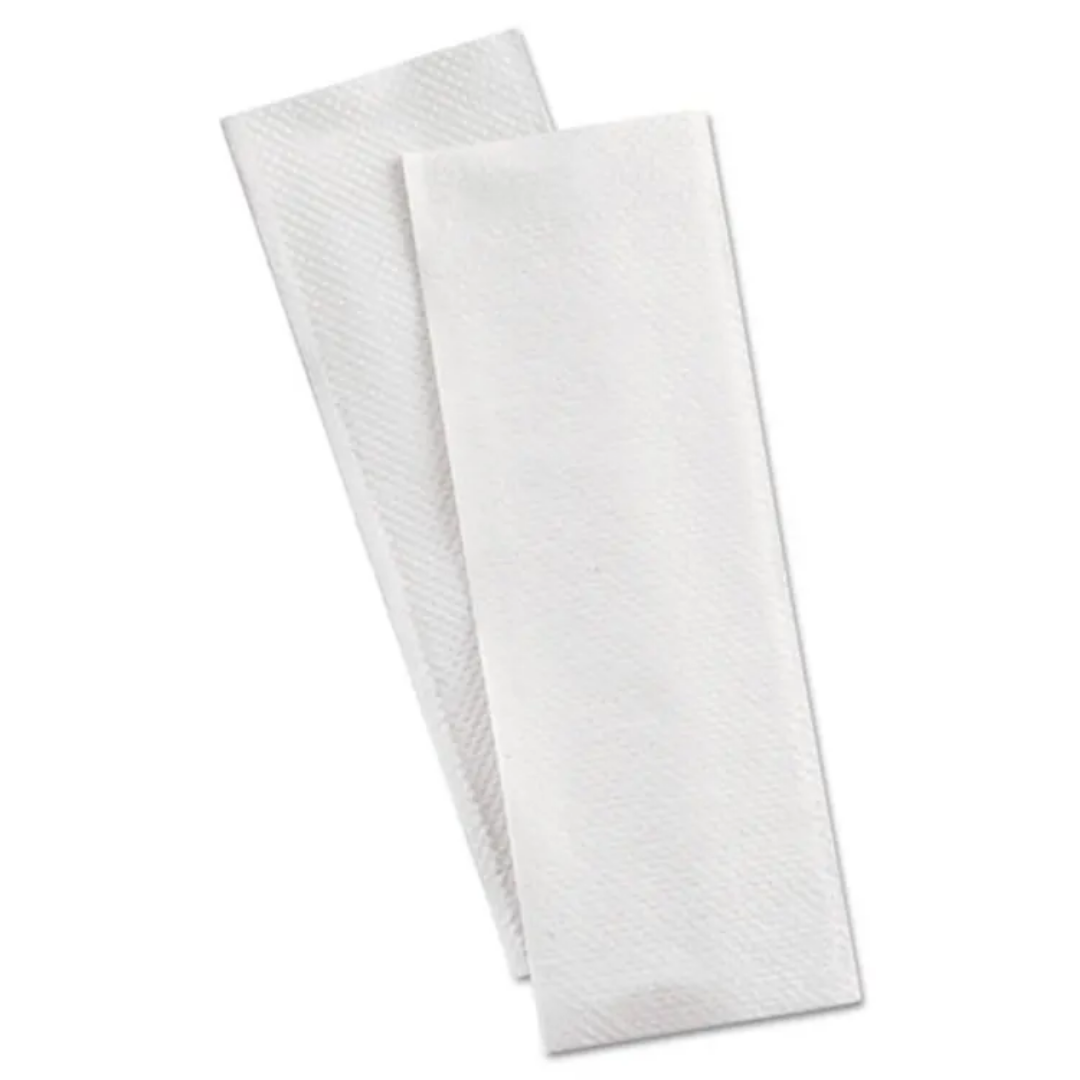 Two unfolded Multifold 1 PLY paper hand towels showing texture and size. Designed for high absorption and compatibility with standard dispensers.