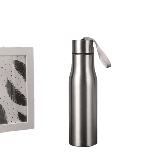 Stainless Steel Water Bottle 500ml - Leak Proof with carry strap, BPA free, ideal for travel, school, and office use in kitchen and dining.