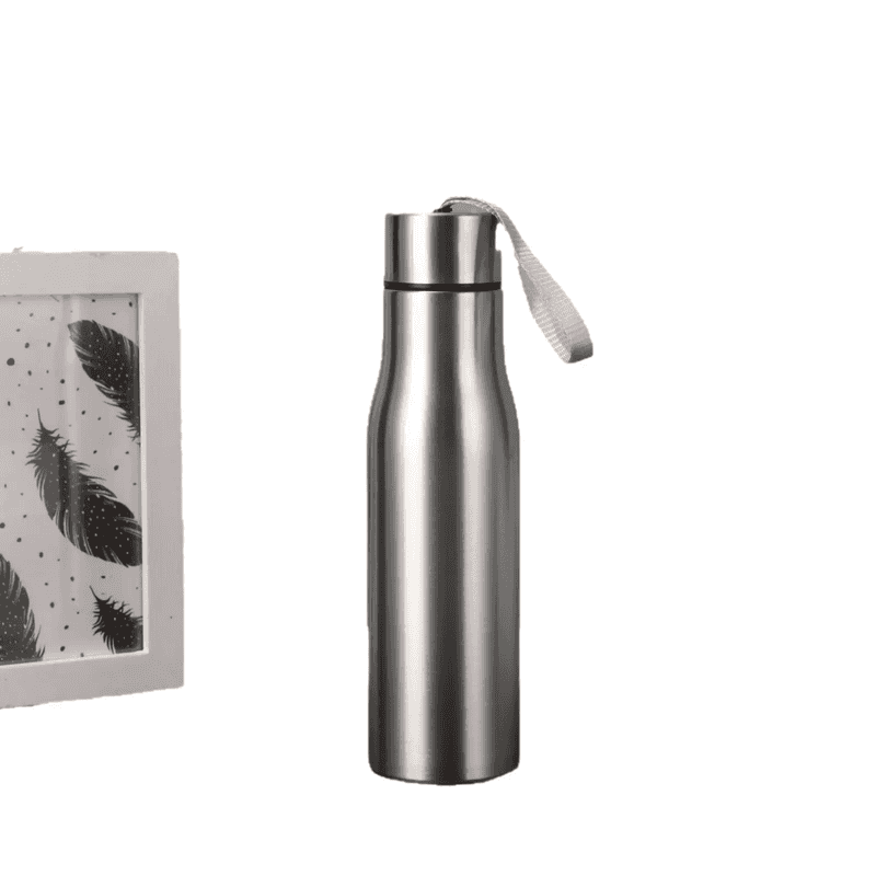 Stainless Steel Water Bottle 500ml - Leak Proof with carry strap, BPA free, ideal for travel, school, and office use in kitchen and dining.
