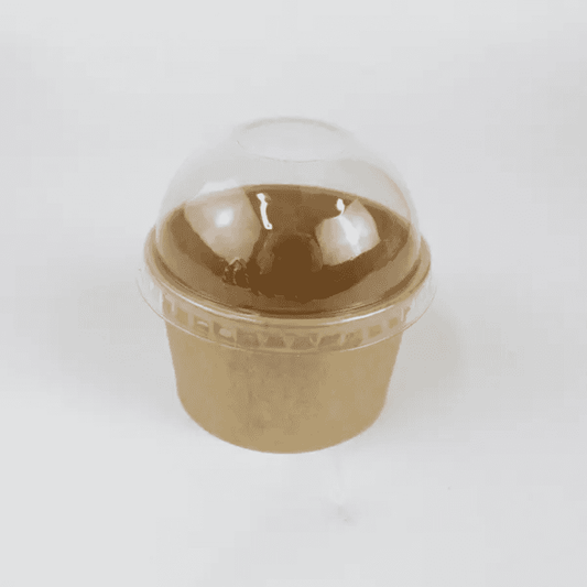 200ml Ice Cream Sundae Paper Cup with dome lid, made of kraft paper, ideal for desserts and takeaway use in food service businesses.