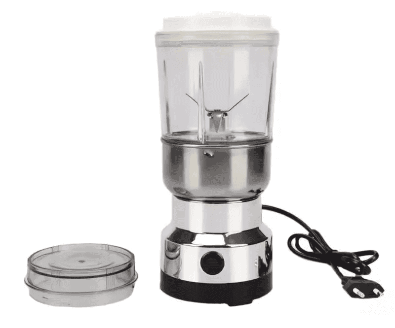 Fully assembled Stainless Steel Blender & Grinder 2-in-1 Combo 300W with power cord and extra lid, perfect for home kitchen blending and grinding.