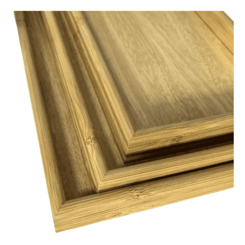 Angled view of Wooden Serving Tray Set - 3PCS Rectangular Trays highlighting durable construction and elegant natural wood grain.