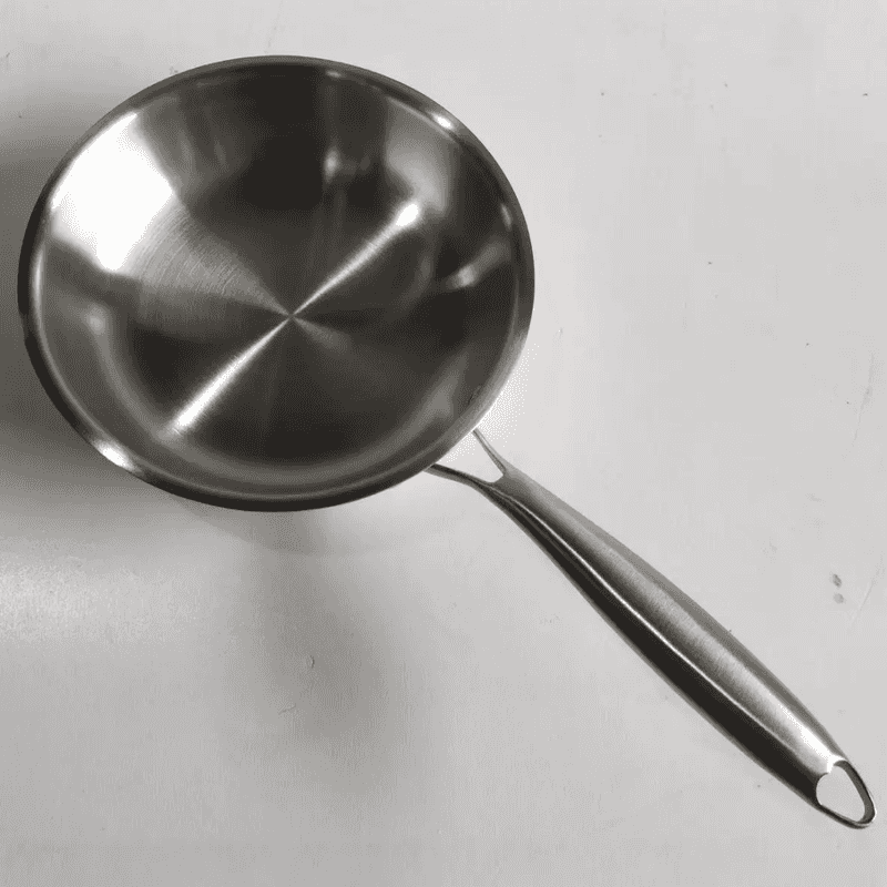 Heavy Duty 28 cm Stainless Steel Kadai Pan with brushed finish and sturdy handle, perfect for home and professional cooking needs.