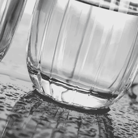 Close-up of Elegant Ribbed Whisky Juice Glass base highlighting the textured ribbed design, perfect for elegant drinkware collections in Sri Lanka.