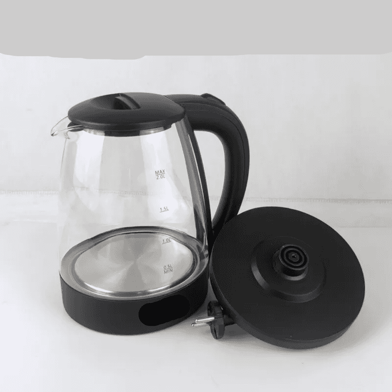 Richpower 1.8L electric kettle with detachable base and stainless steel heating plate, perfect for efficient kitchen use.