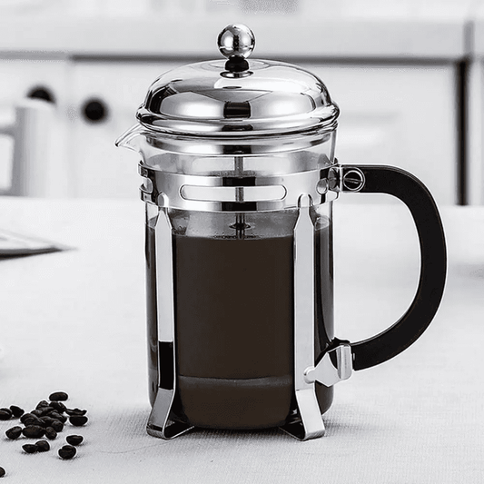 600ml Coffee Maker - Stainless Steel Coffee Press with heat-resistant glass and metal frame, ideal for full-bodied brews in Sri Lanka kitchens.
