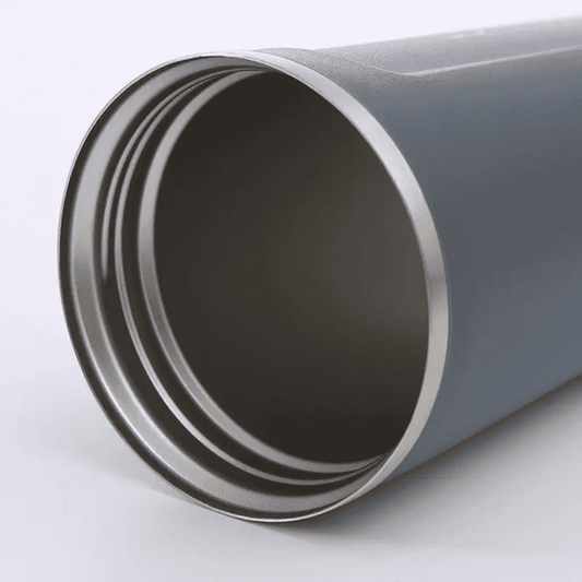 Close-up of the interior of a 500ml insulated stainless steel travel mug showing double-wall construction for heat retention.