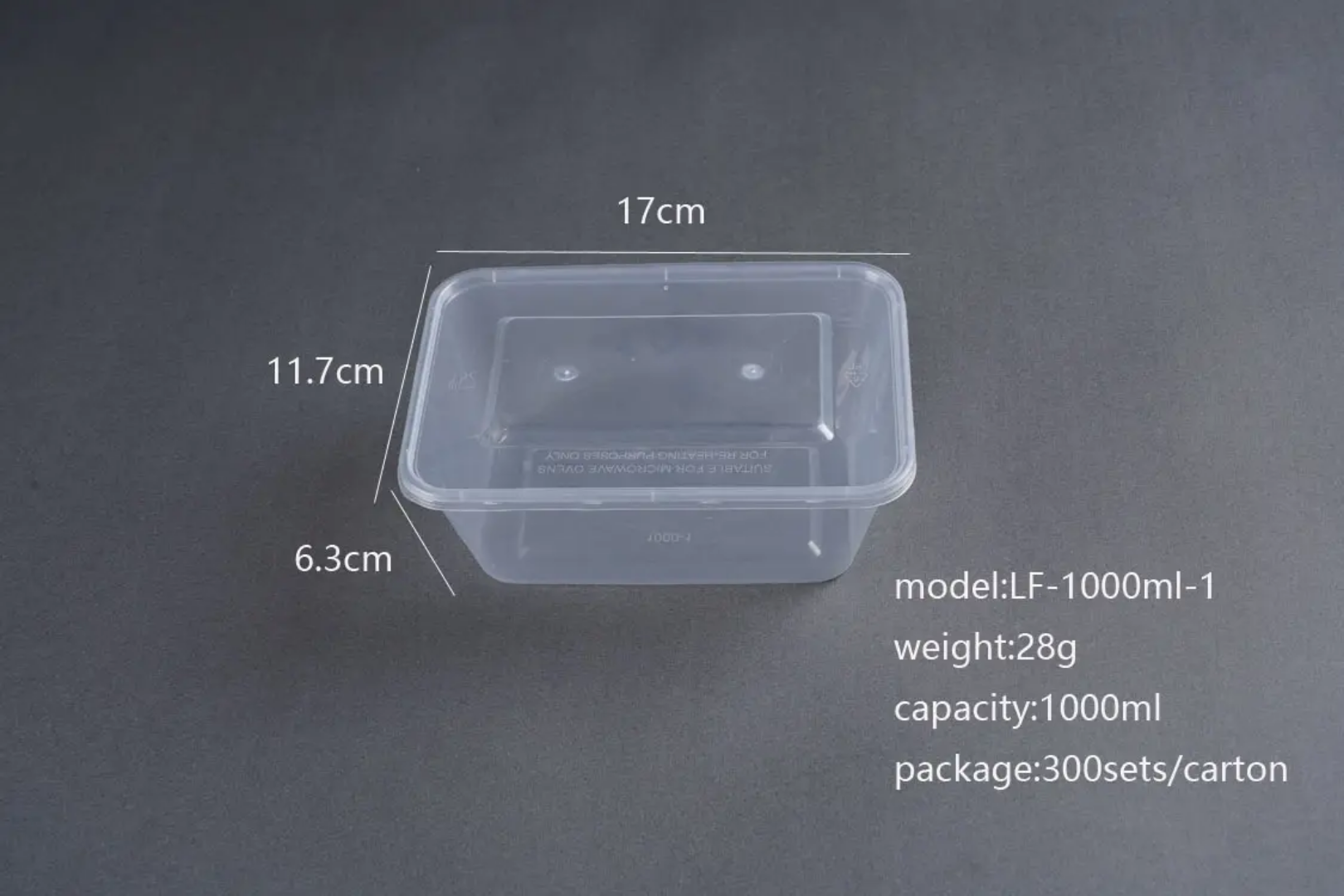 1000 ml Rectangular Plastic Food Box 10 PCs