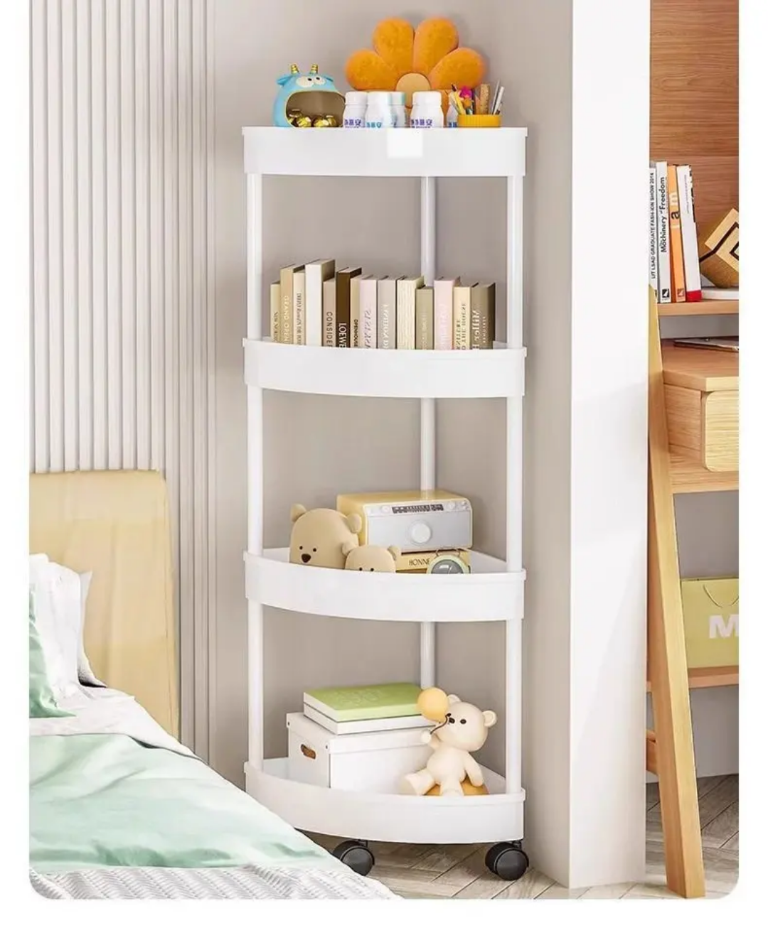 4-Tier Corner Storage Rack with Wheels
